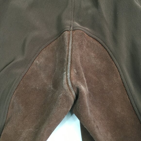 KERRITS Pull On Brown Ribbed Leather Suede Insert Equestrian Breeches Pant - Picture 10 of 15